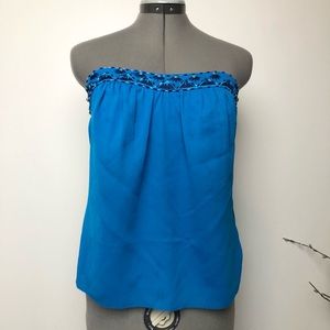 Bebe Cobalt Blue Embellished Tube Top with Cutout in Back
